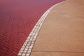 View of Concrete and Red Paved Patternes and Textures Royalty Free Stock Photo