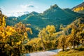 Conegliano Valdobbiadene vineyards and hills in autumn. Italy Royalty Free Stock Photo