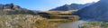 View of the confluence of the Chuya river in Katun among the Altai mountains in southern Siberia