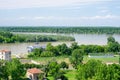 View of confluence of Danube and Sava river in Belgrade, Serbia