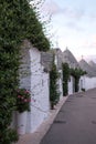 View of street of conical roof of traditional trulli house in Alberobello in the Itria Valley, Puglia Italy