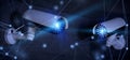 Conncetion over a security cctv camera system - 3d rendering Royalty Free Stock Photo