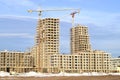 View of the construction of a new modern residential complex, Saint Petersburg Royalty Free Stock Photo