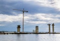 View of the construction of the ring road on Kanonersky island i