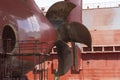 View on the container ship propeller. Royalty Free Stock Photo