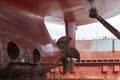 View on the container ship propeller. Royalty Free Stock Photo