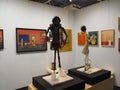 View of contemporary artworks displayed in a gallery for the Discovery Art Fair Frankfurt