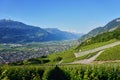 View on Conthey and Vetroz form the village of Erde in Valais, Switzerland Royalty Free Stock Photo