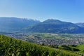 View on Conthey and Vetroz form the village of Erde in Valais, Switzerland Royalty Free Stock Photo