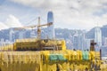 View of contruction site with cityscape of Hong Kong Royalty Free Stock Photo