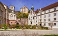 View of the Convent school of the Holy grave, the famous Friedrichsbad Therme and the New Castle in Baden Baden. Baden