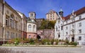 View of the Convent school of the Holy grave, the famous Friedrichsbad Therme and the New Castle in Baden Baden. Baden