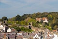 View of Conwy, Wales with its distinctive protective wall Royalty Free Stock Photo