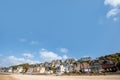 Sandy coastline with buildings in Trouville, France