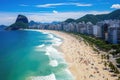 View of Copacabana beach in Rio de Janeiro, Brazil, Rio de Janeiro, Brazil, Aerial View of Ipanema Beach and Lagoa in the Summer,