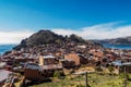 View of Copacabana and the monte del Calvario in lake Titicaca