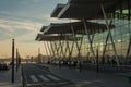 View of the Copernicus Airport Wroclaw building at dawn. Poland