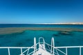 View at the coral sea from white yacht. Perfect place for snorkeling. Royalty Free Stock Photo