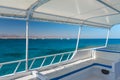 View at the coral sea from a white yacht. Perfect place for snorkeling. Summer vacation at sea Royalty Free Stock Photo