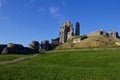 View of Corfe Castle and Pathway to the Ruins Royalty Free Stock Photo