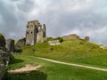 View of Corfe Castle ruins with dramatic sky Royalty Free Stock Photo