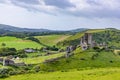 View of Corfe castle ruins Royalty Free Stock Photo