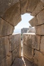 View of the corner tower from the destroyed loophole of the round tower in Nimrod Fortress located in Upper Galilee in northern Is Royalty Free Stock Photo