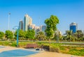 View of the corniche - promenade in Abu Dhabi, UAE Royalty Free Stock Photo