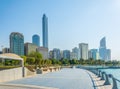 View of the corniche - promenade in Abu Dhabi, UAE Royalty Free Stock Photo