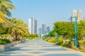 View of the corniche - promenade in Abu Dhabi, UAE Royalty Free Stock Photo