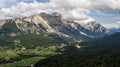 Panoramic view of Cortina D`Ampezzo, Dolomites, Italy, from Lake