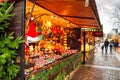 View of the counter with Christmas souvenirs at the Christmas Market Weihnachtsmarkt