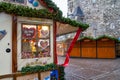 View of the counter with sweets and gingerbread at the Christmas Market, city of Aachen