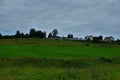 View of country houses on a hill. Moscow region. Russia. Royalty Free Stock Photo