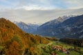 View of country village in nature and environment at swiss Royalty Free Stock Photo