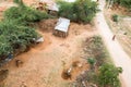 View of the country yard, Puttaparthi, Andhra Pradesh, India. Copy space for text. Top view.