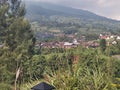 view of the countryside at the foot of the mountain in the morning