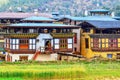 View of countryside village and rice field at Punakha , Bhutan Royalty Free Stock Photo