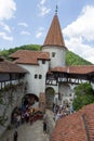 Courtyard at Bran castle, with tourists