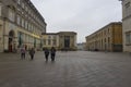 View of courtyard at Christiansborg Palace in winter in Copenhagen