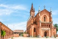 View at the Courtyard with Church of San Vittore in Pollenzo, Italy