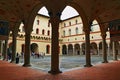 Sforza castle museums courtyard arcade Milan Italy Royalty Free Stock Photo