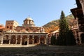 View on the courtyard of Rila Monastery with it\'s famous Main Church