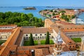 View of the courtyards of San Giorgio Monastery and Giudecca isl Royalty Free Stock Photo