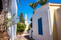 View of cozy street and mosque at Taht-el-kale neighbourhood in Nicosia, Cyprus