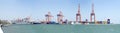 View of the crane from the Industrial sea port of Mersin. TURKEY MERSIN, TURKEY - Royalty Free Stock Photo
