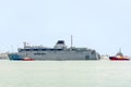 View of the crane from the Industrial sea port of Mersin. TURKEY MERSIN, TURKEY - Royalty Free Stock Photo