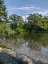 View of the Crang park pond in Romania