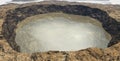 View of the crater filled with water without the sky