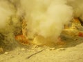 View on the crater of the Ijen volcano in Indonesia, a sulfur mine and toxic gaz Royalty Free Stock Photo